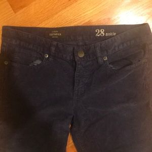 J crew navy ankle length corduroy jeans